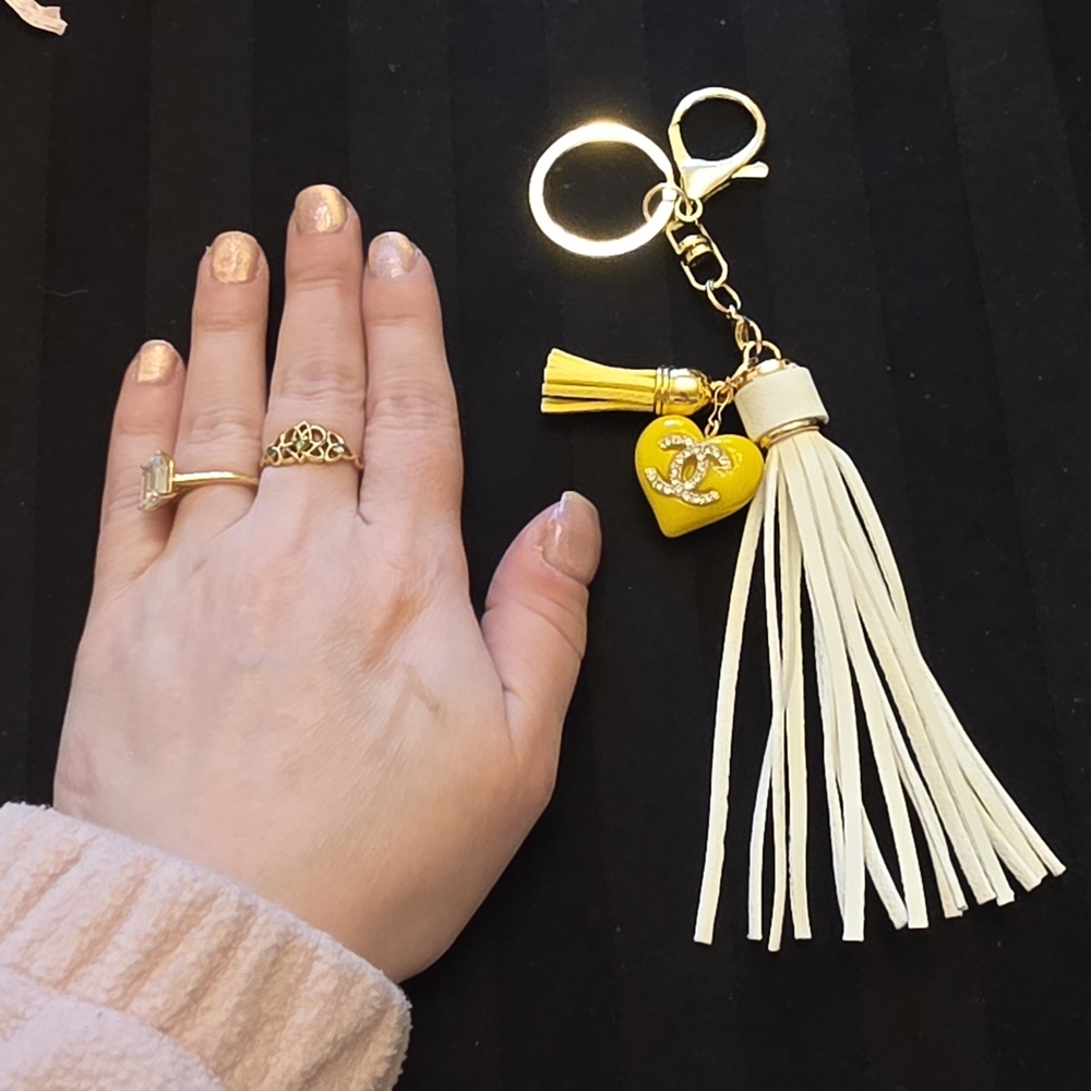 Handmade Custom One-of-a-Kind upcycled Chanel Charm Keychain. - Picture 10 of 10